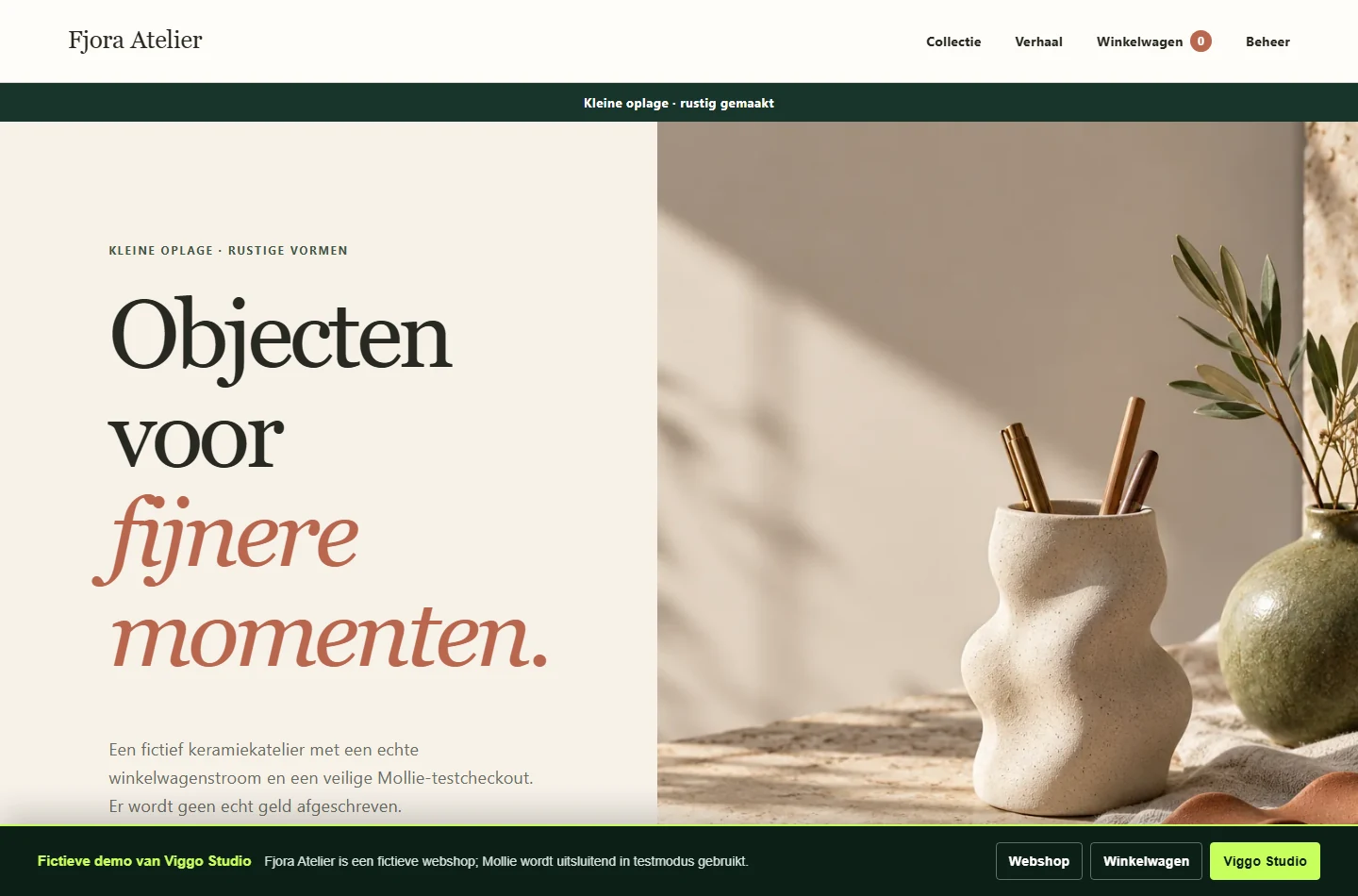 Voorbeeldwebsite Fjora Atelier