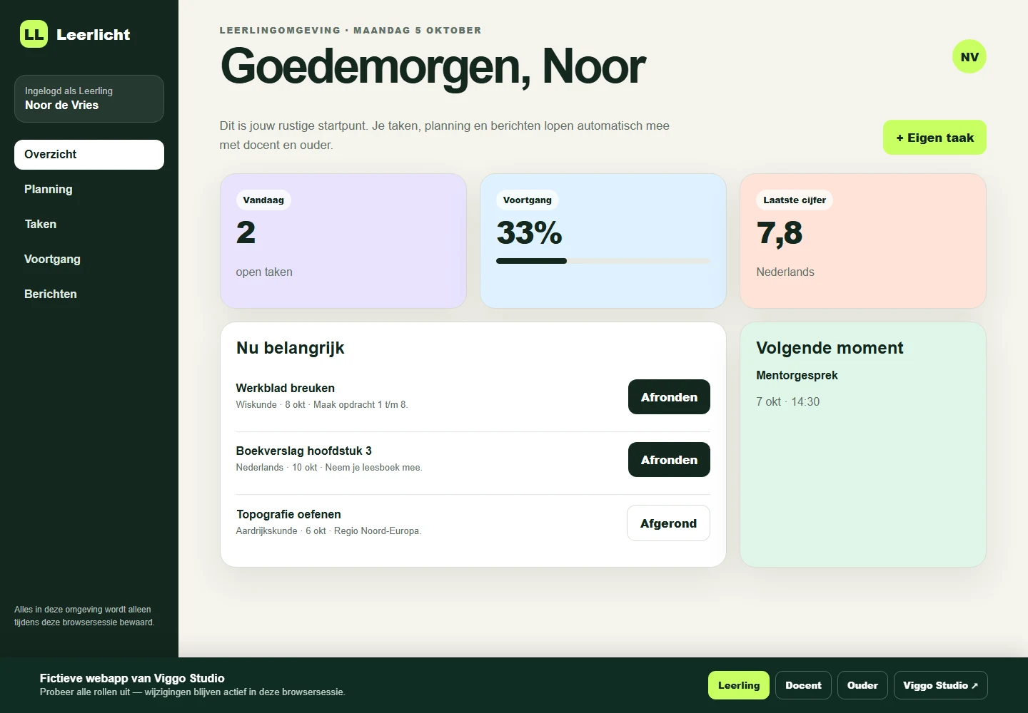 Voorbeeldwebsite Leerlicht