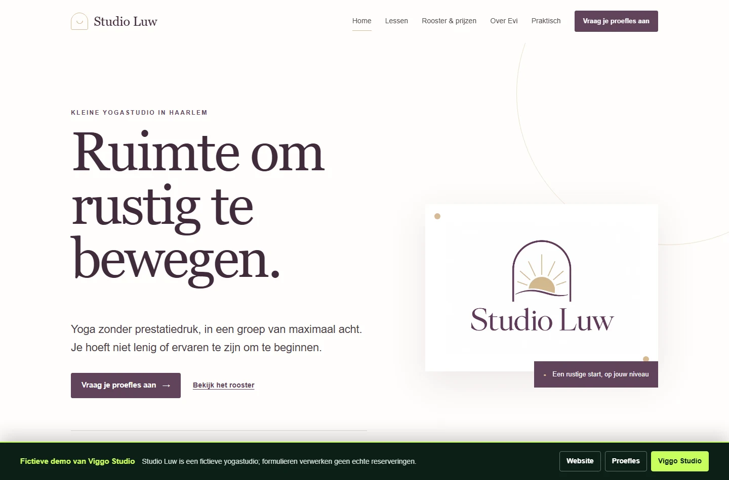 Voorbeeldwebsite Studio Luw