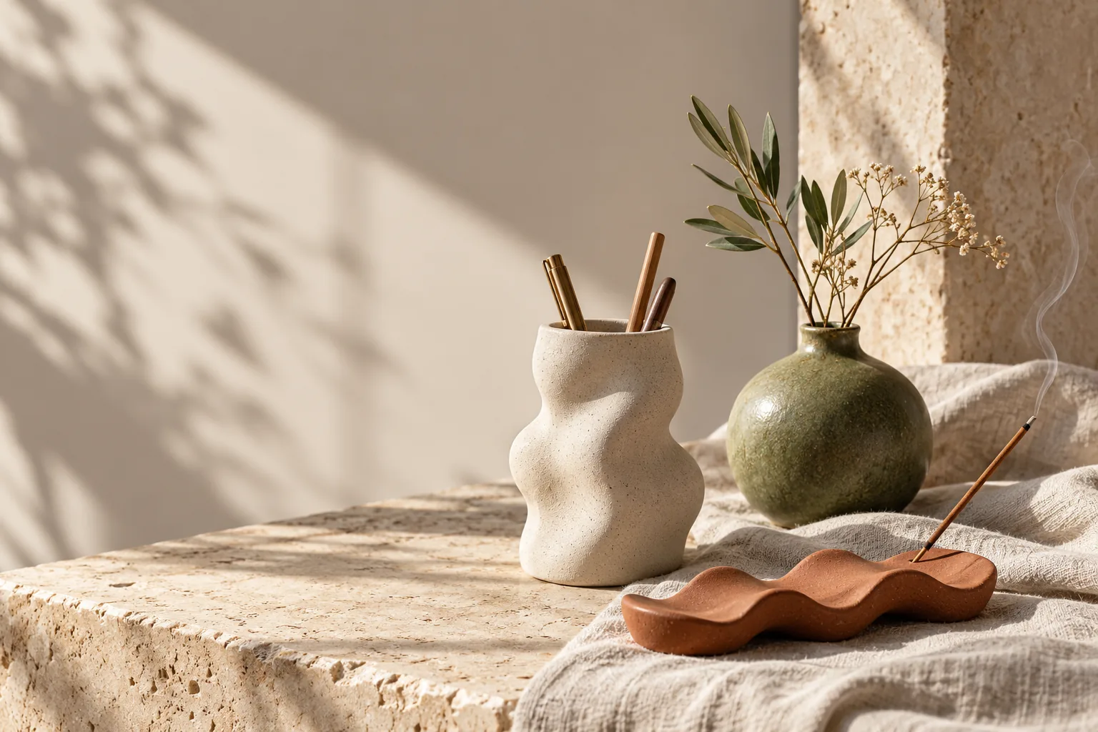 Collectie keramische objecten van Fjora Atelier